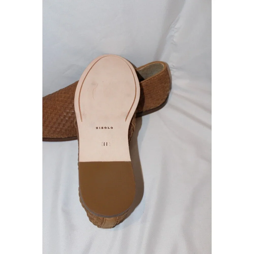 NISOLO MEN'S ALEJANDRO‎ WOVEN LEATHER SLIP ON SHOES TOBACCO BROWN NIB $190